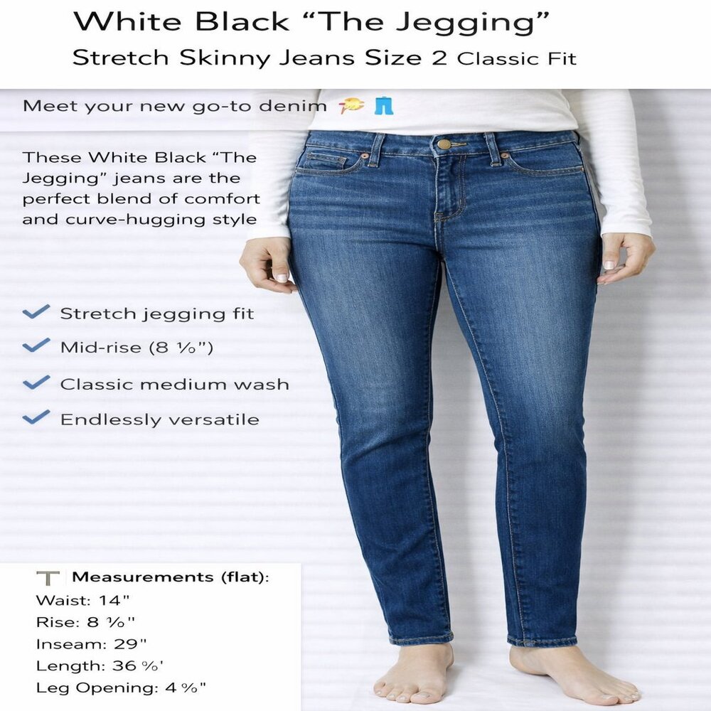 White Black “The Jegging” Stretch Skinny Jeans‎ Size 2 Classic Fit